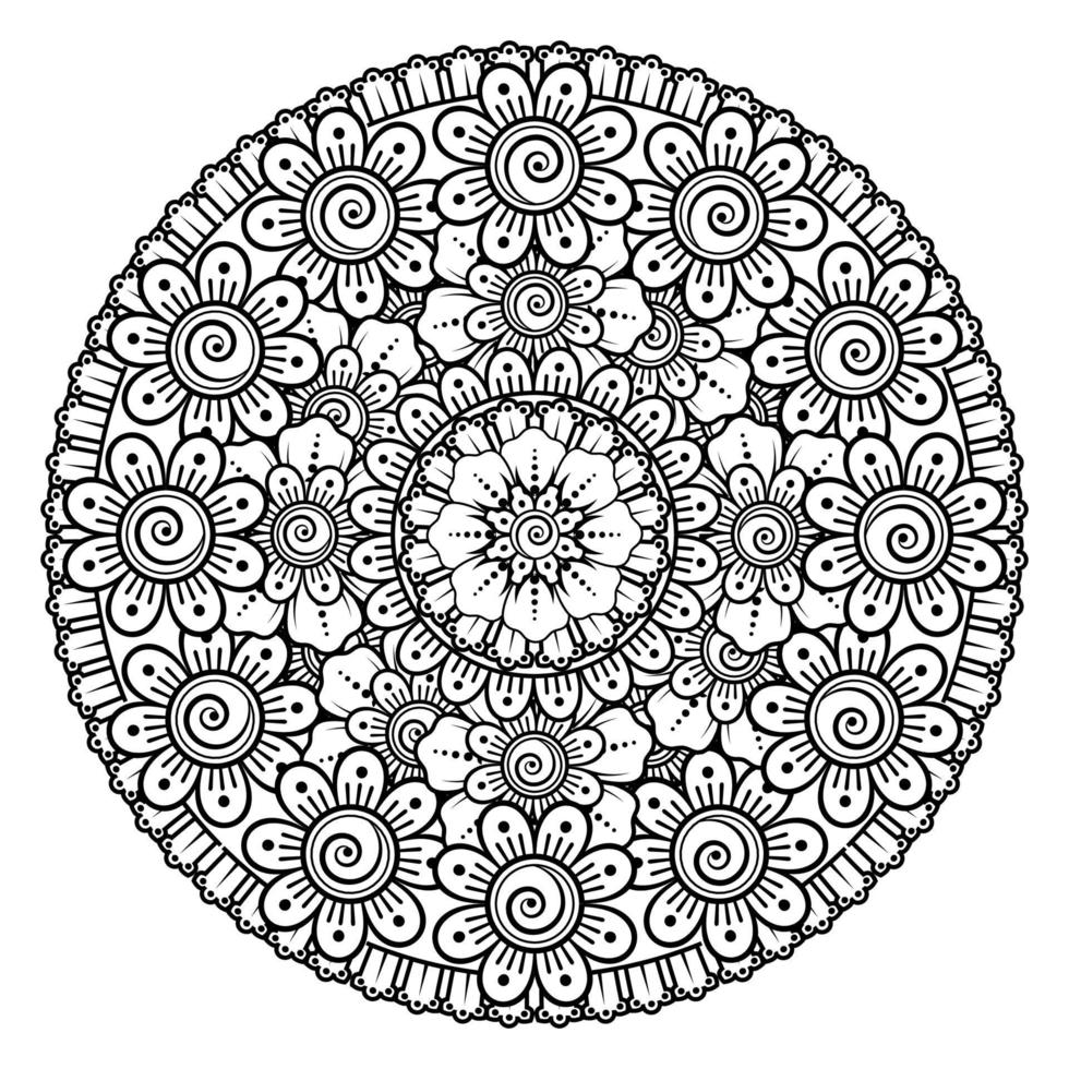 Kreismuster in Form von Mandala mit Blume für Henna vektor