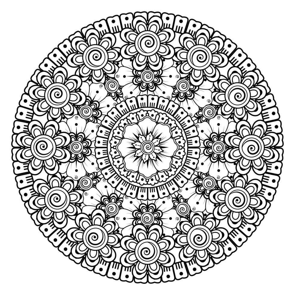 cirkulärt mönster i form av mandala med blomma för henna vektor