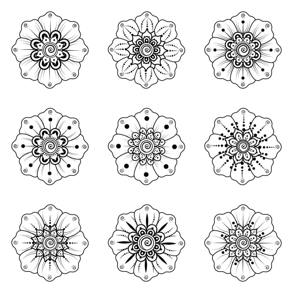 cirkulärt mönster i form av mandala med blomma för henna vektor