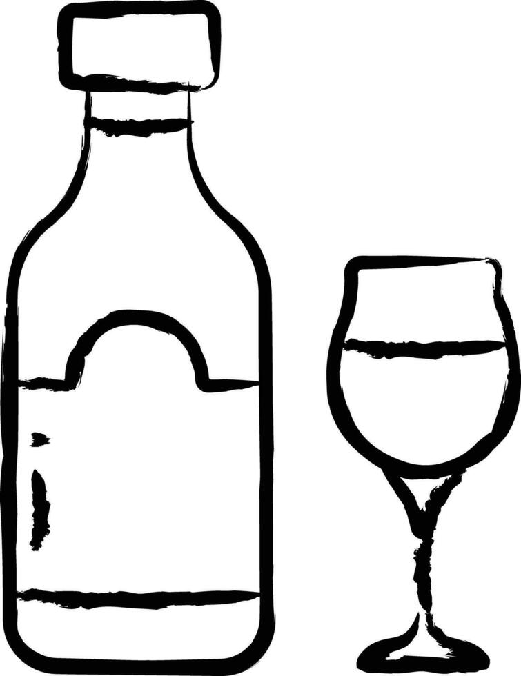 rom glas och flaska hand dragen vektor illustration