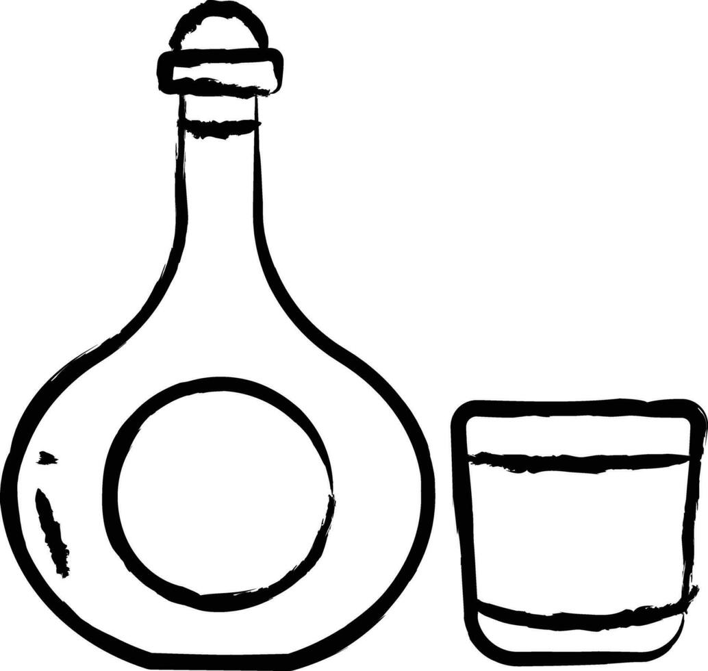 karaff glas och flaska hand dragen vektor illustration