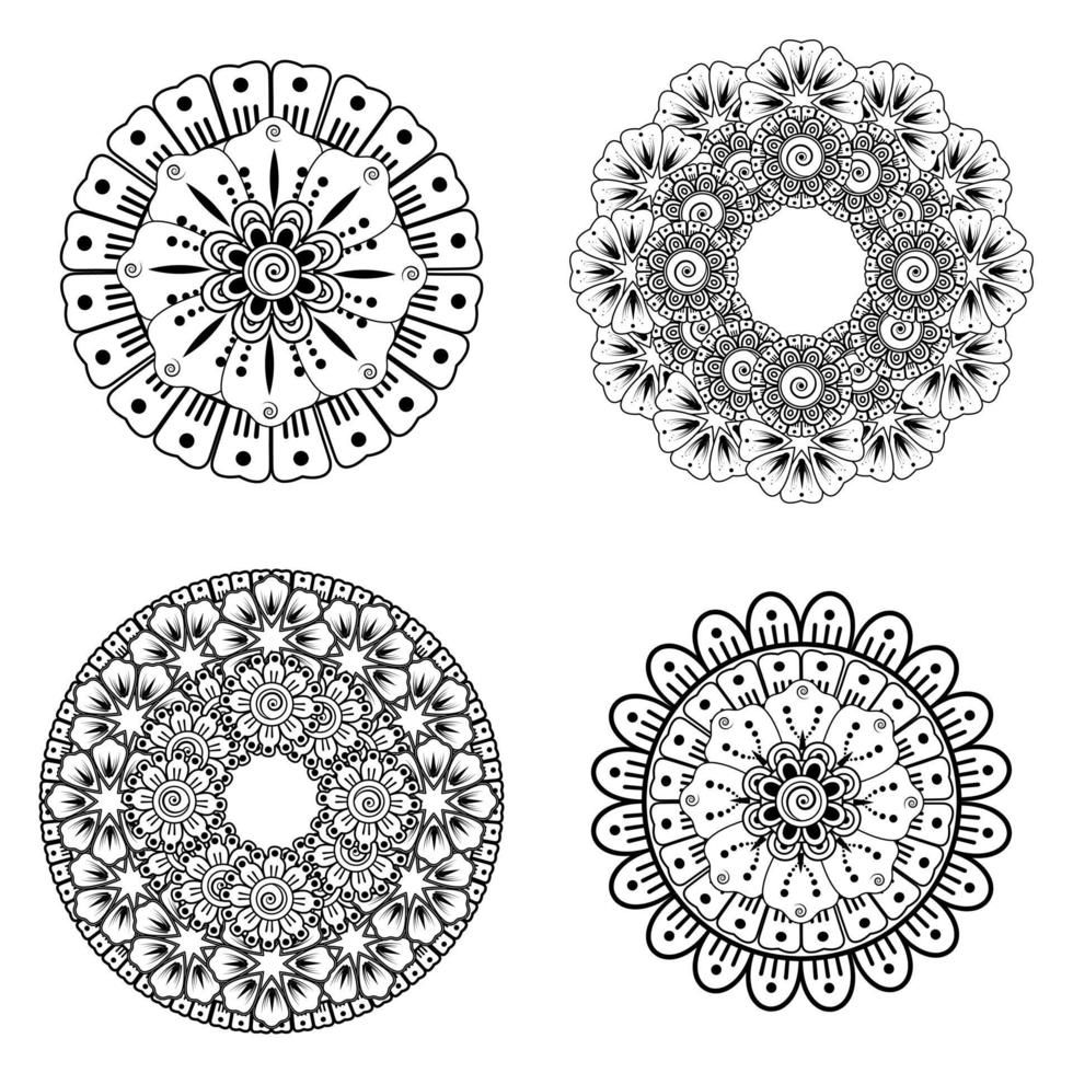 cirkulärt mönster i form av mandala med blomma för henna vektor