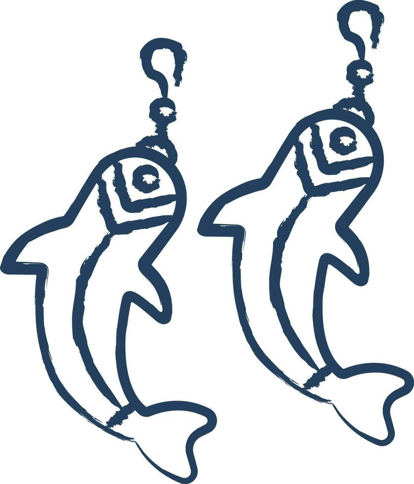 fisk örhänge hand dragen vektor illustration