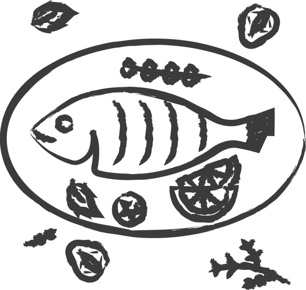 gebacken Fisch Hand gezeichnet Vektor Illustration