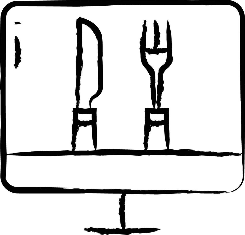 Desktop Essen bestellen Hand gezeichnet Vektor Illustration