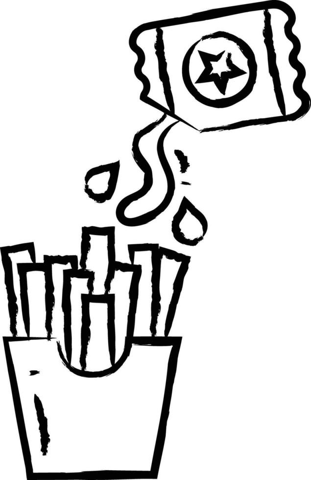 Fritten und Ketchup Hand gezeichnet Vektor Illustration