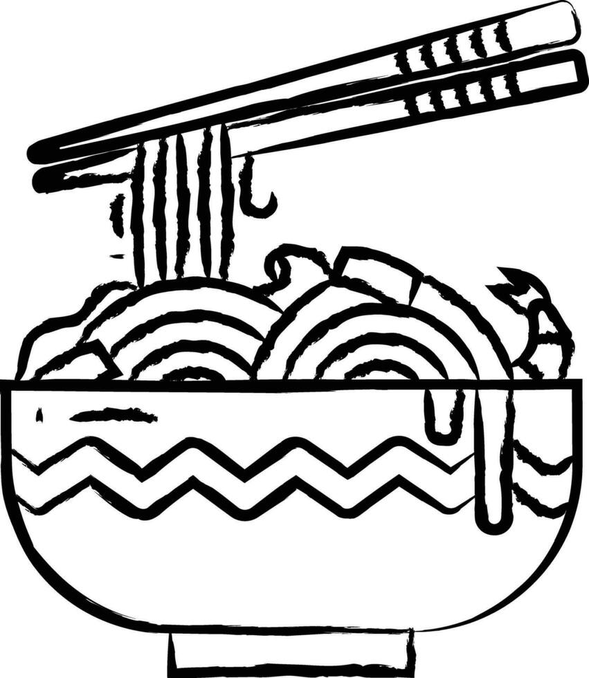 spaghetti nudel hand dragen vektor illustration