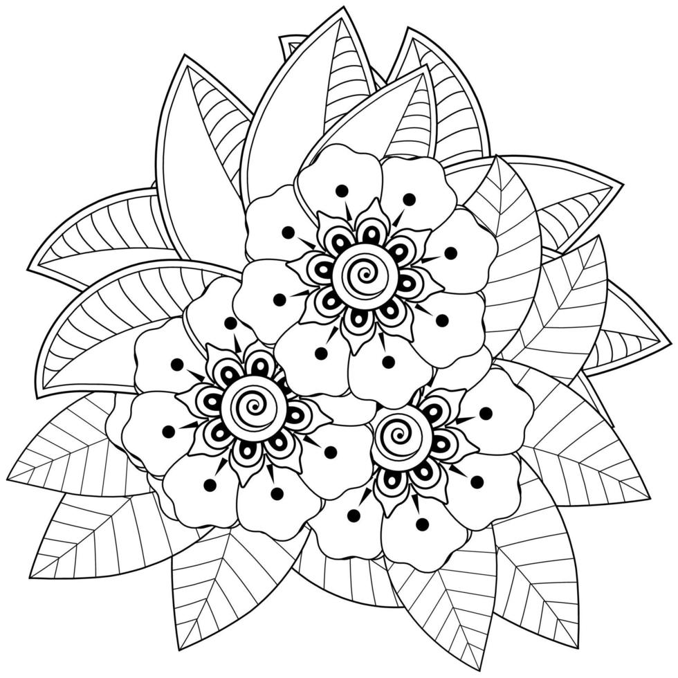 mehndi blommig dekorativ prydnad i etnisk orientalisk stil vektor