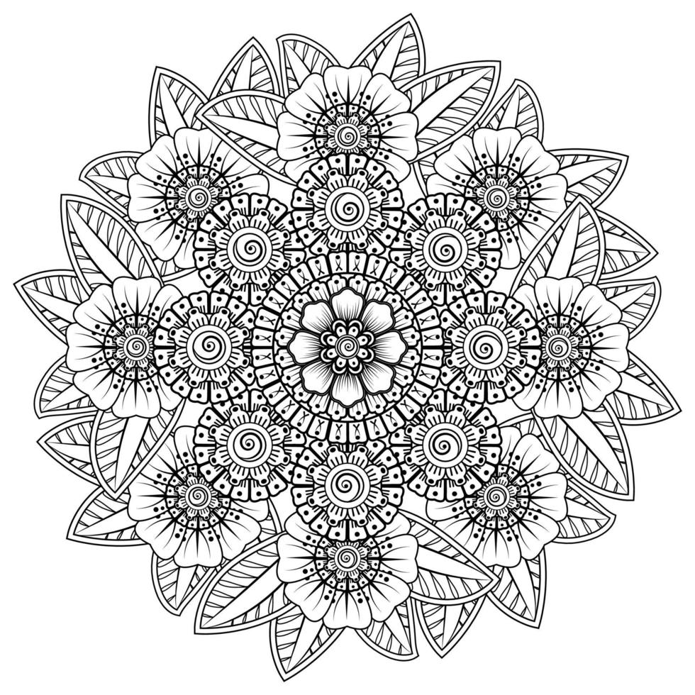 cirkulärt mönster i form av mandala med blomma för henna. vektor