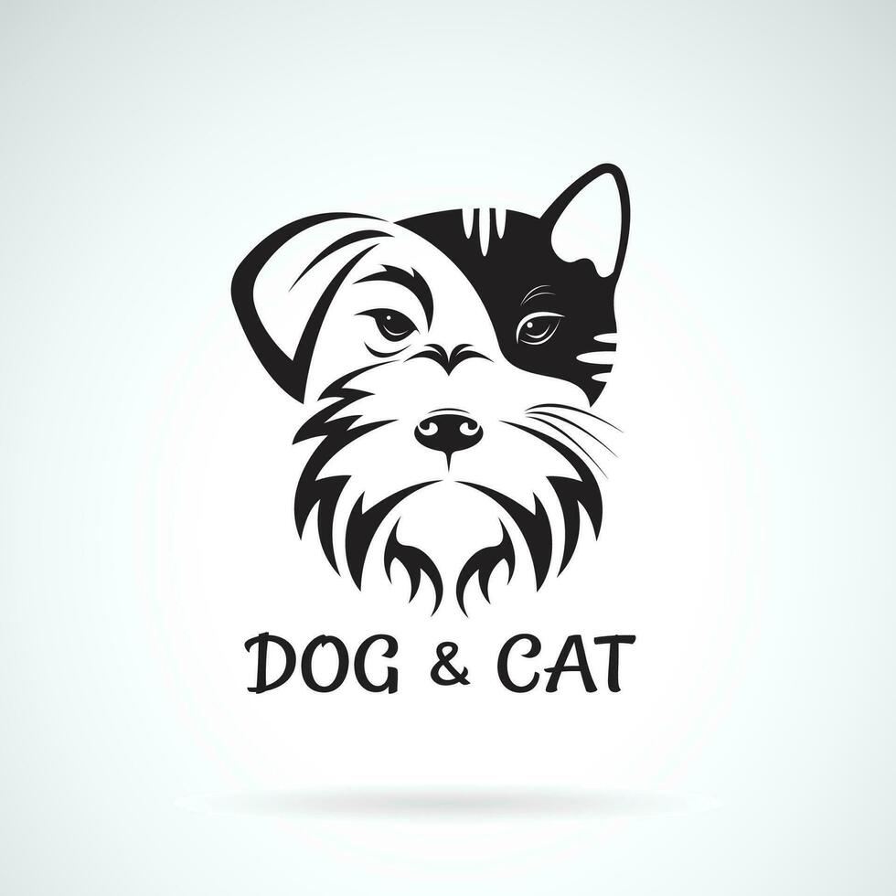 vektor av hund och katt ansikte design på en vit bakgrund. schnauzer. sällskapsdjur. djur. lätt redigerbar skiktad vektor illustration.