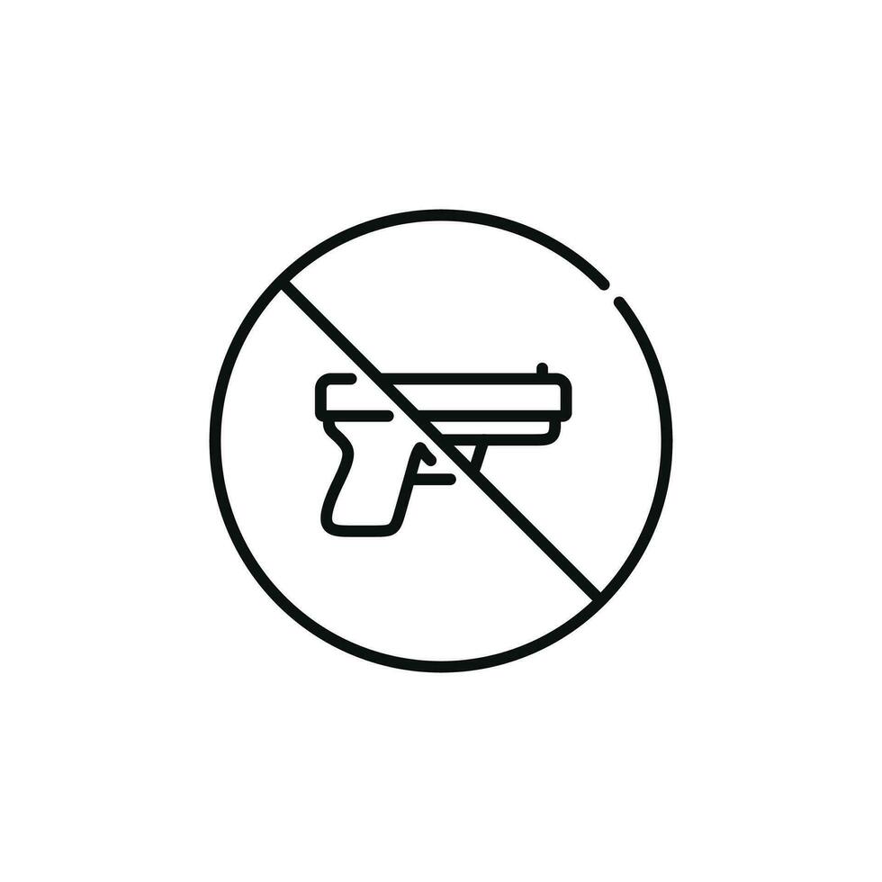 Nein Waffen Linie Symbol Symbol isoliert auf Weiß Hintergrund. Nein Waffe erlaubt Linie Symbol vektor
