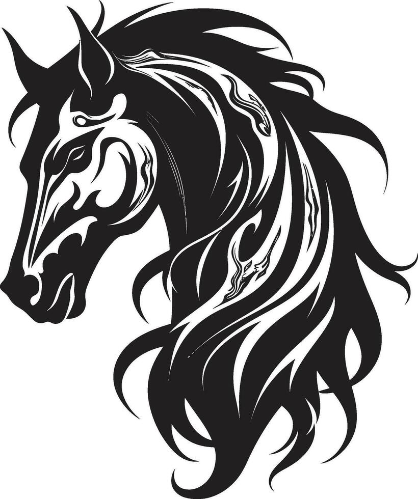 graciös hingst majestät symbolisk symbol vilda djur häst- elegans svartvit konst vektor