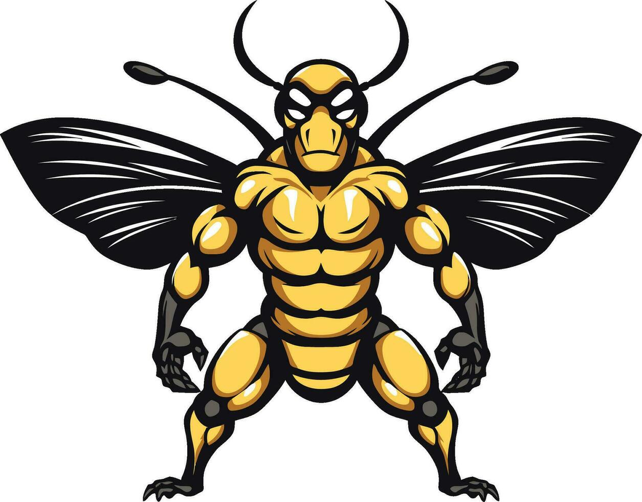 Gelassenheit Wächter Hornisse emblematisch Design wild Schönheit von das Bienenstock schwarz Logo vektor