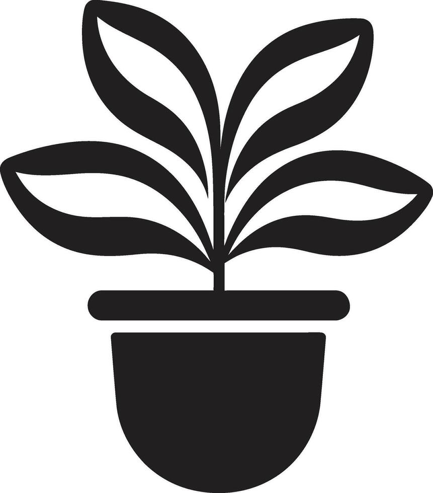 trädgård silhuett majestät minimalistisk emblem frodig oas i enkelhet vektor växt pott