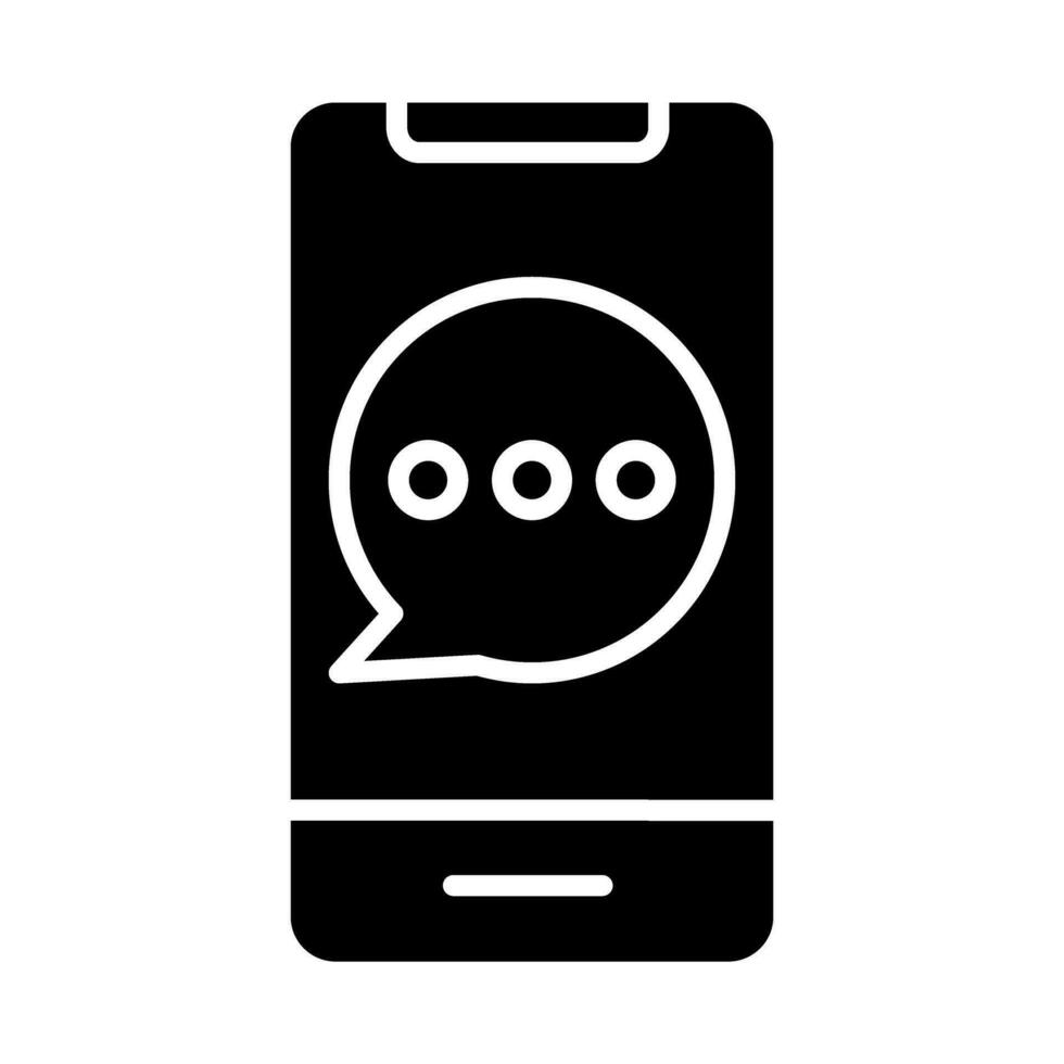 Rede Blase solide Symbol. Handy, Mobiltelefon Telefon mit Plaudern Symbol, Glyphe Stil Piktogramm auf Weiß. Vektor Grafik