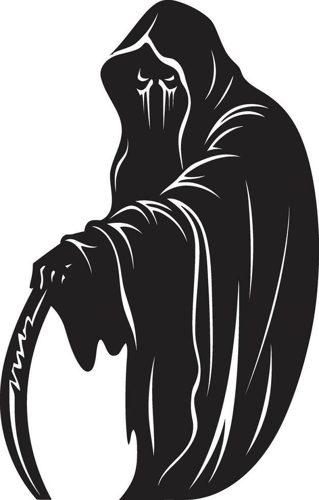 emblem av de avgrund minimalistisk symbol lugn i svartvit dyster skördeman design vektor