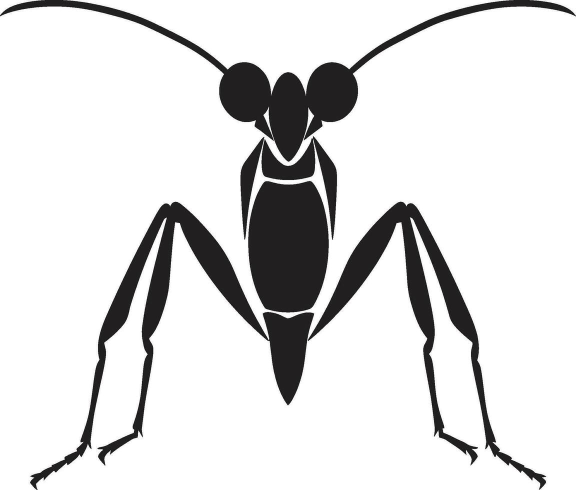 simpel Schönheit im schwarz Mantodea Symbol Insekt Silhouette Majestät minimalistisch Emblem vektor