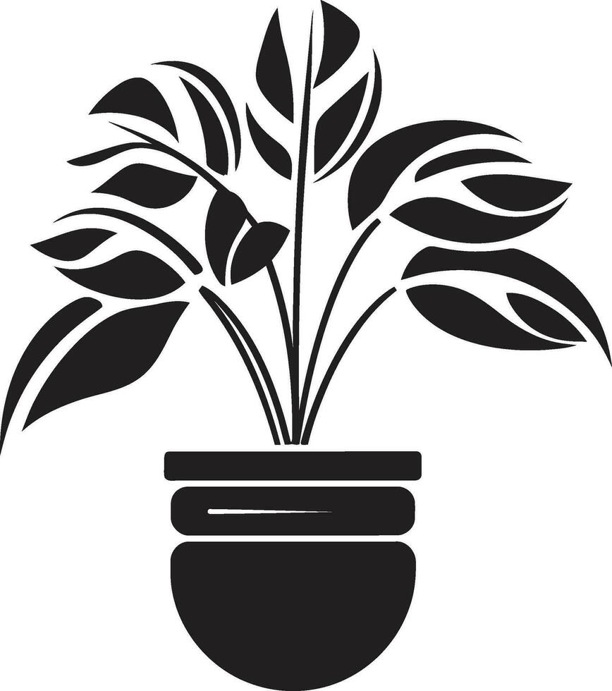 kunglig pott silhuett modern svart ikon minimalistisk trädgård konst svartvit krukmakeri emblem vektor