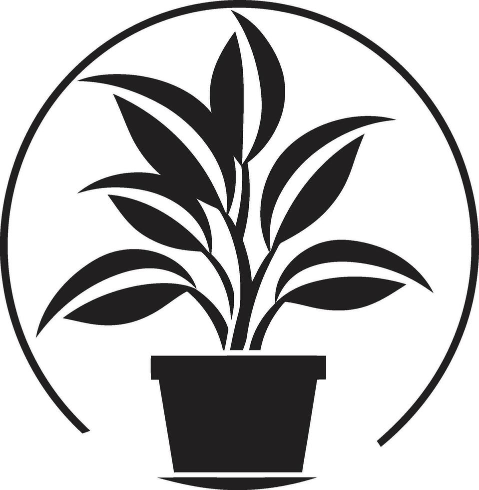 naturlig krukmakeri förträfflighet trädgård logotyp elegant oas ikon svartvit emblem symbol vektor