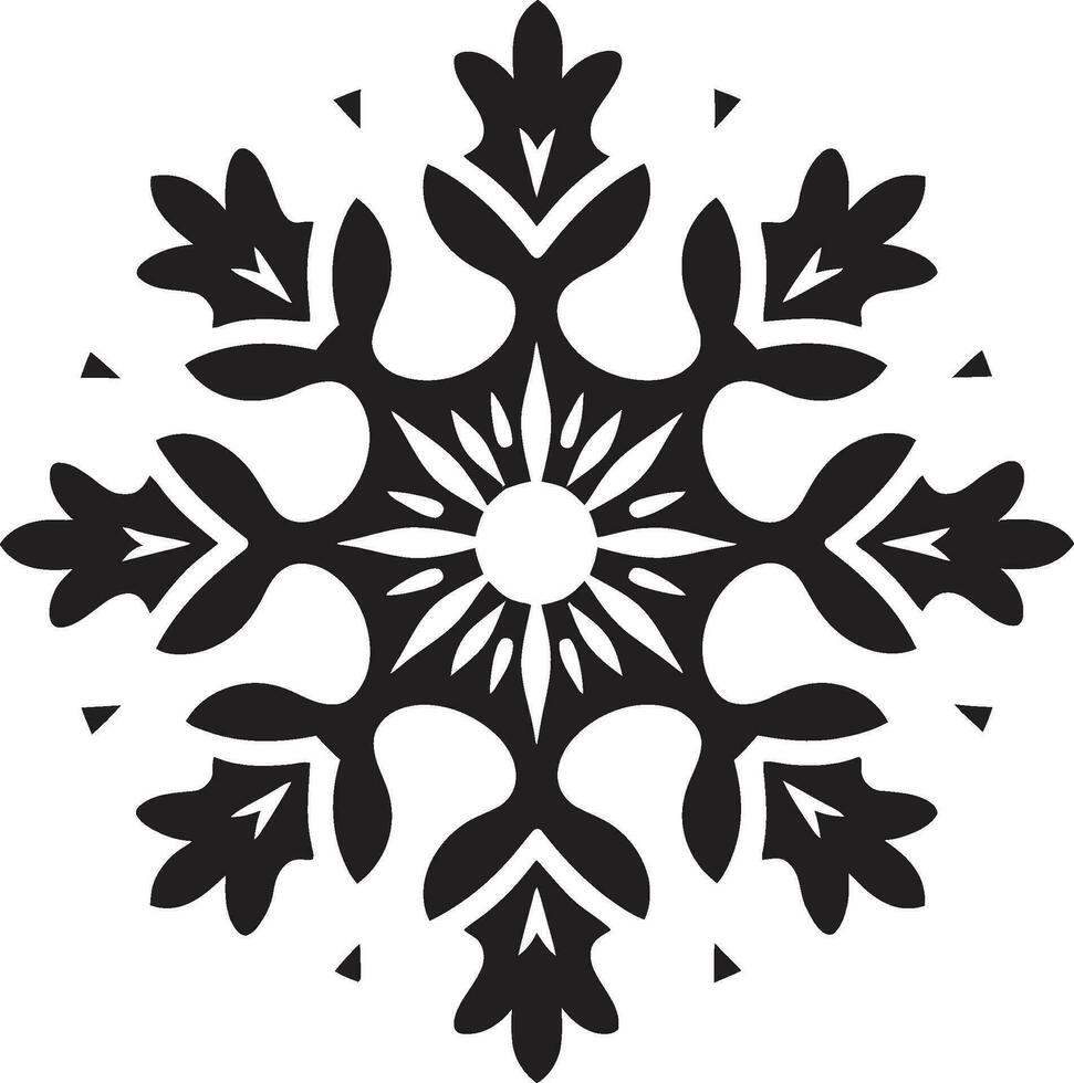 Winter Schönheit ikonisch monochromatisch Schneeflocke Vektor eisig Majestät schwarz Schneeflocke Logo Silhouette