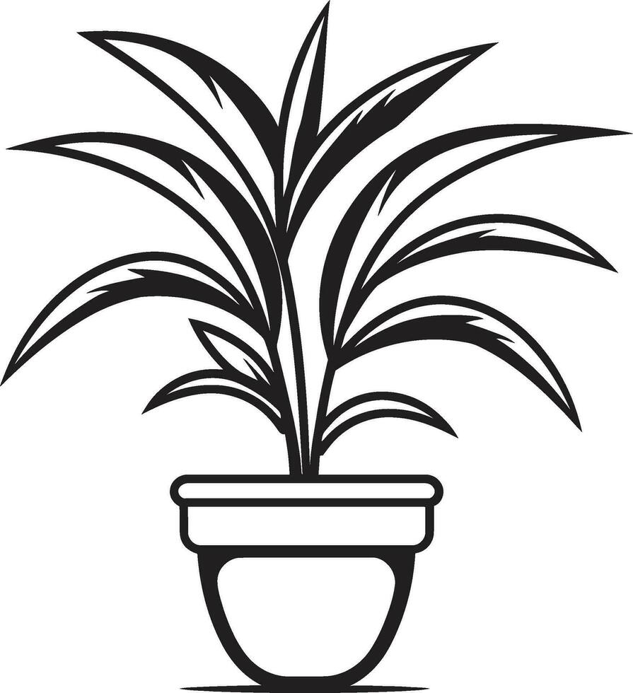 botanisk skönhet i svart symbolisk krukmakeri ikon ikoniska trädgård lugn svartvit logotyp emblem vektor