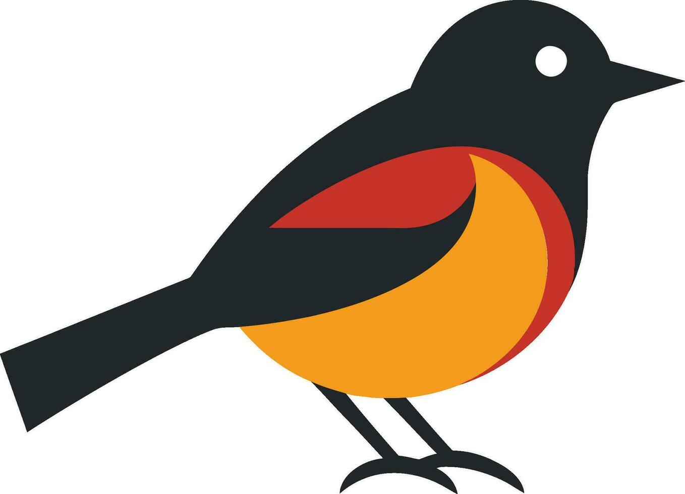 befjädrad majestät enfärgad fågel logotyp ikon av de skog svart robin fågel symbol vektor