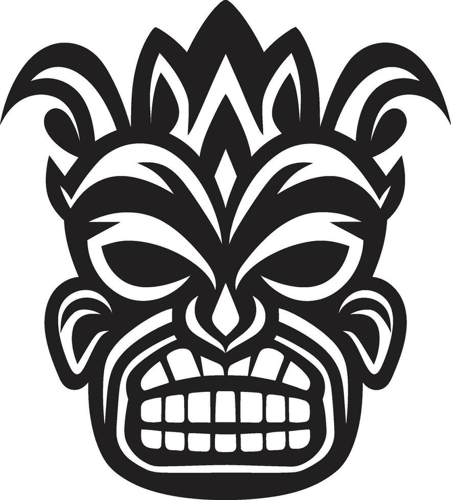 kunglig arv i enkelhet modern tiki mask ikon serenad av inhemsk anda svartvit emblem vektor