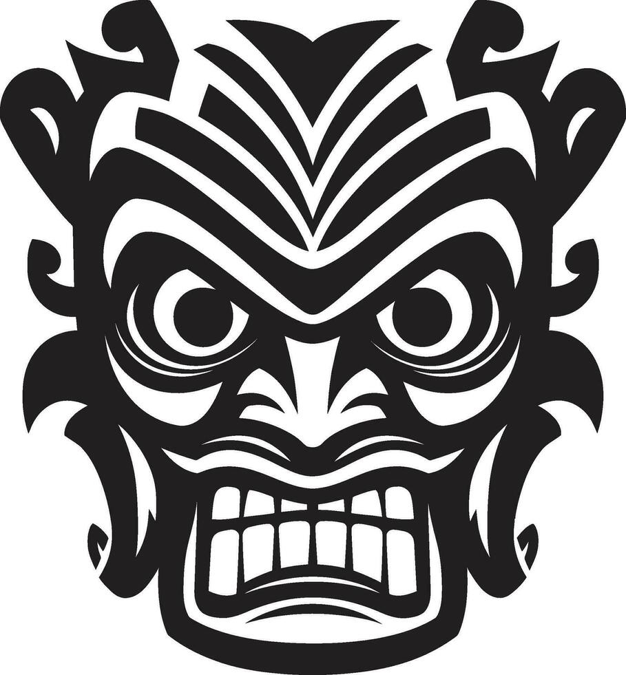 kulturell ikon av tradition tiki vektor design tidlös totem i svartvit ikoniska logotyp