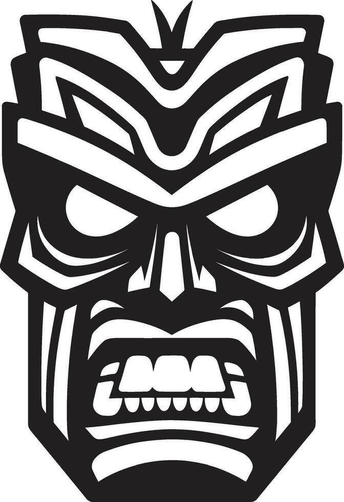 ikon av kulturell rikedom tiki vektor logotyp serenad i enkelhet svart tiki mask emblem