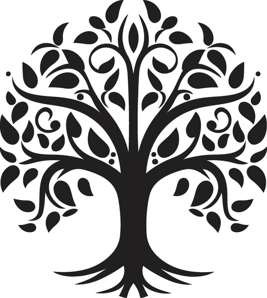 symbolisk serenad i svart logotyp symbol tidlös tak majestät modern träd emblem vektor