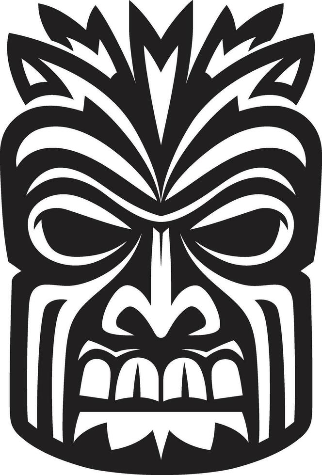 Naturen Geist Tiki Symbol im einfarbig Design silhouettiert Baum Emblem modern schwarz Logo Design vektor