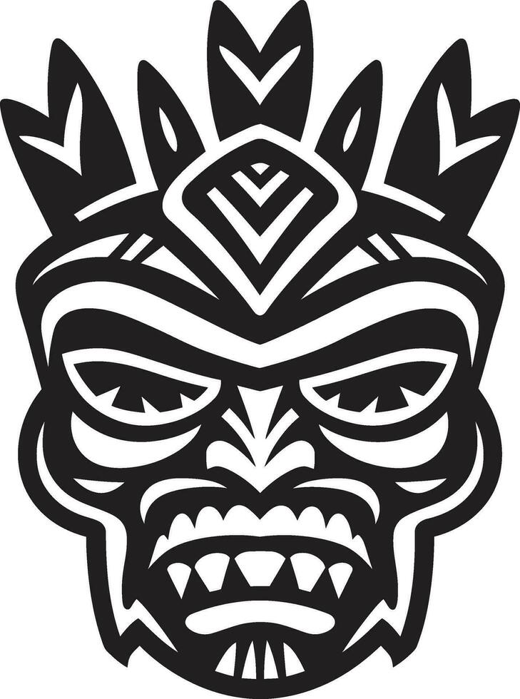 kulturell Symbol von Erbe emblematisch Tiki Logo im schwarz Mystiker Tiki Maske modern schwarz Logo Design mit Stammes- Flair vektor