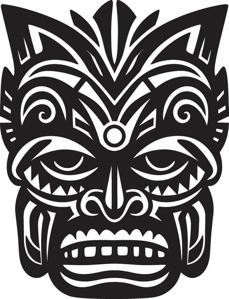 Emblem von uralt Kultur minimalistisch Design edel Totem Wächter einfarbig Tiki Emblem vektor