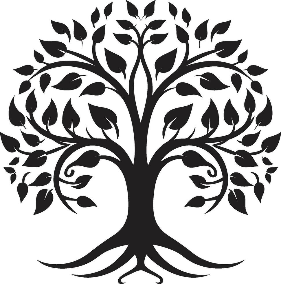 elegans i de skog symbolisk träd symbol ädel väktare av grönska svart vektor design