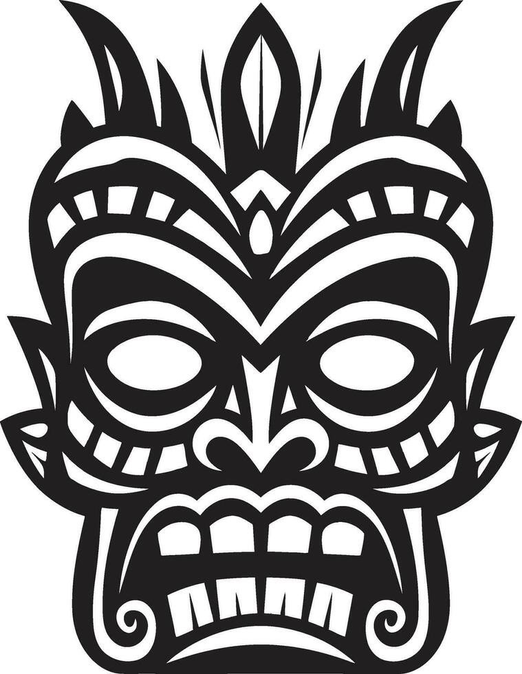 Stammes- Totem Majestät emblematisch Design mit einfarbig Tiki ikonisch Tribut zu einheimisch Schönheit emblematisch Symbol vektor