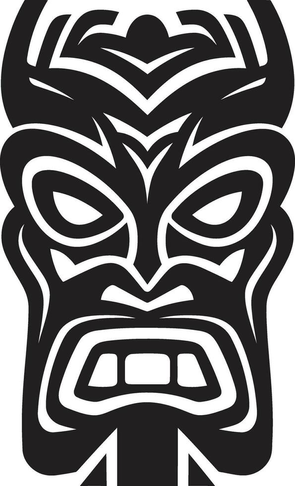 edel Totem Wächter einfarbig Tiki Emblem Stammes- Majestät im Einfachheit Vektor Maske