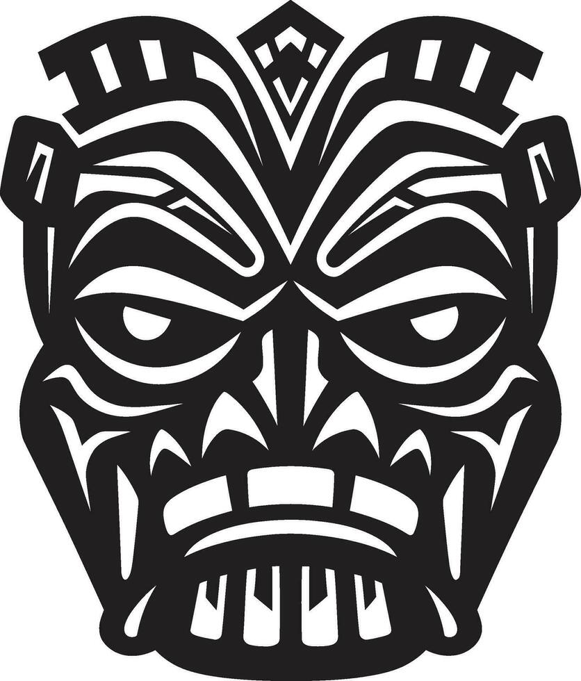 Gelassenheit im einfarbig Kunst einheimisch Maske Design ikonisch Symbol von Stammes- Majestät monochromatisch Emblem vektor