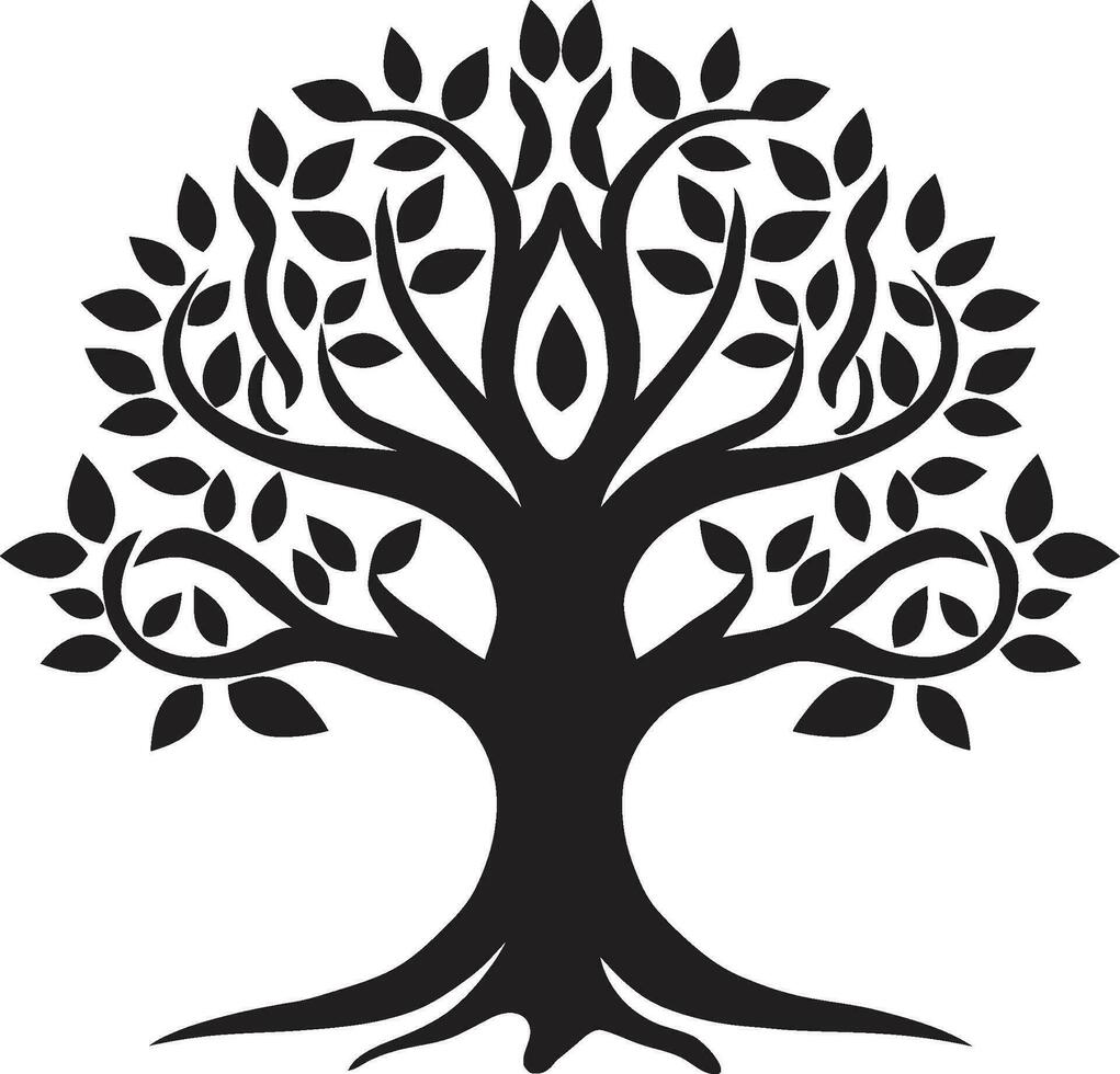 naiv träd silhuett svart emblem ikon av träd- majestät i svartvit vektor logotyp