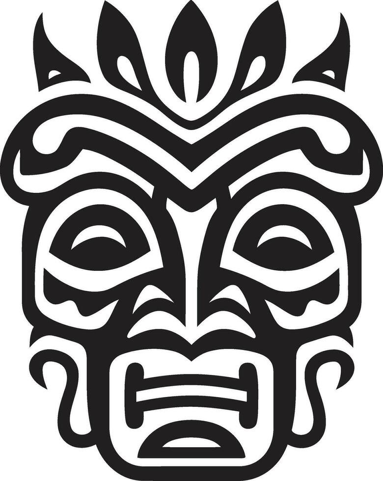 tidlös totem i svartvit ikoniska logotyp naiv hyllning till de antikens folk stam- tiki symbol vektor