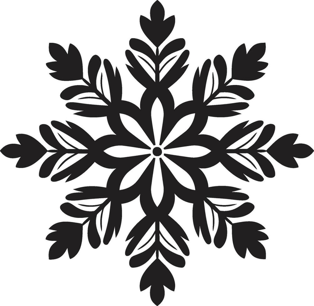 majestätisch eisig Kristall im schwarz emblematisch Design Eleganz im Schneefall einfarbig emblematisch Symbol vektor