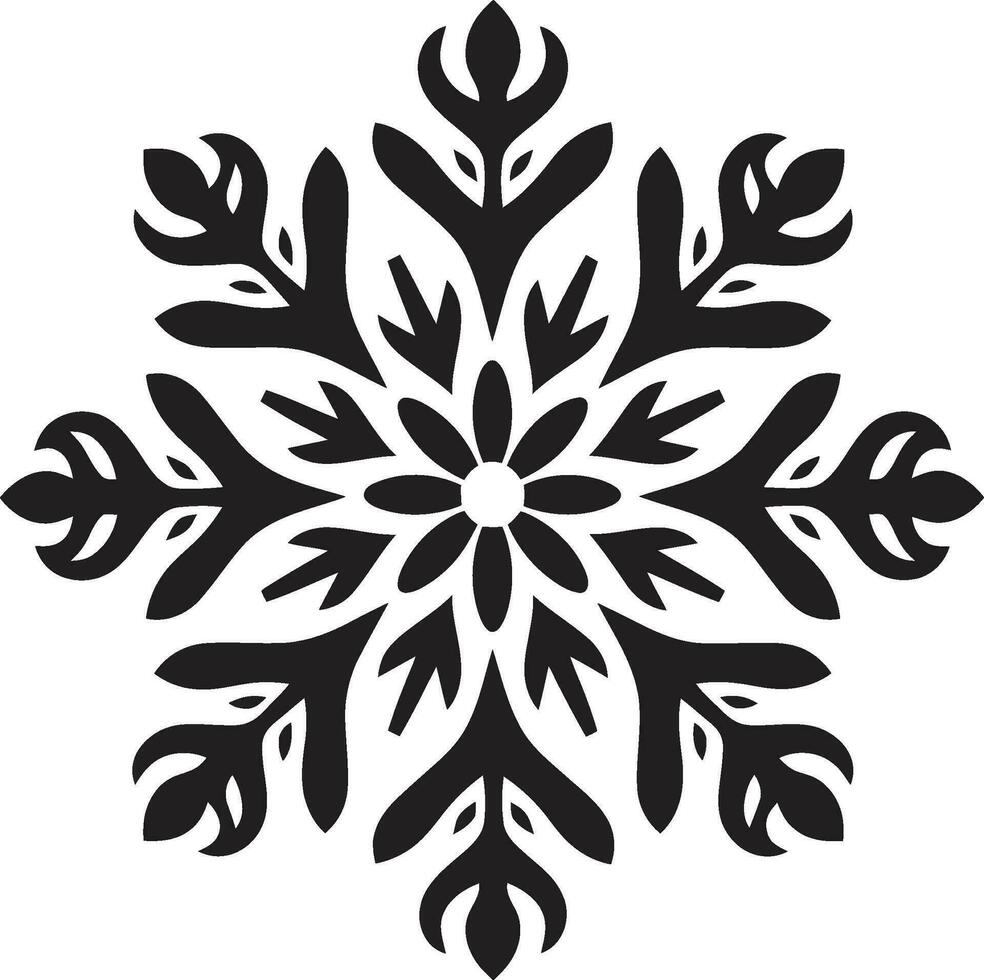 ädel väktare av vintrar skönhet svartvit emblem snöig skönhet i svart symbolisk design vektor