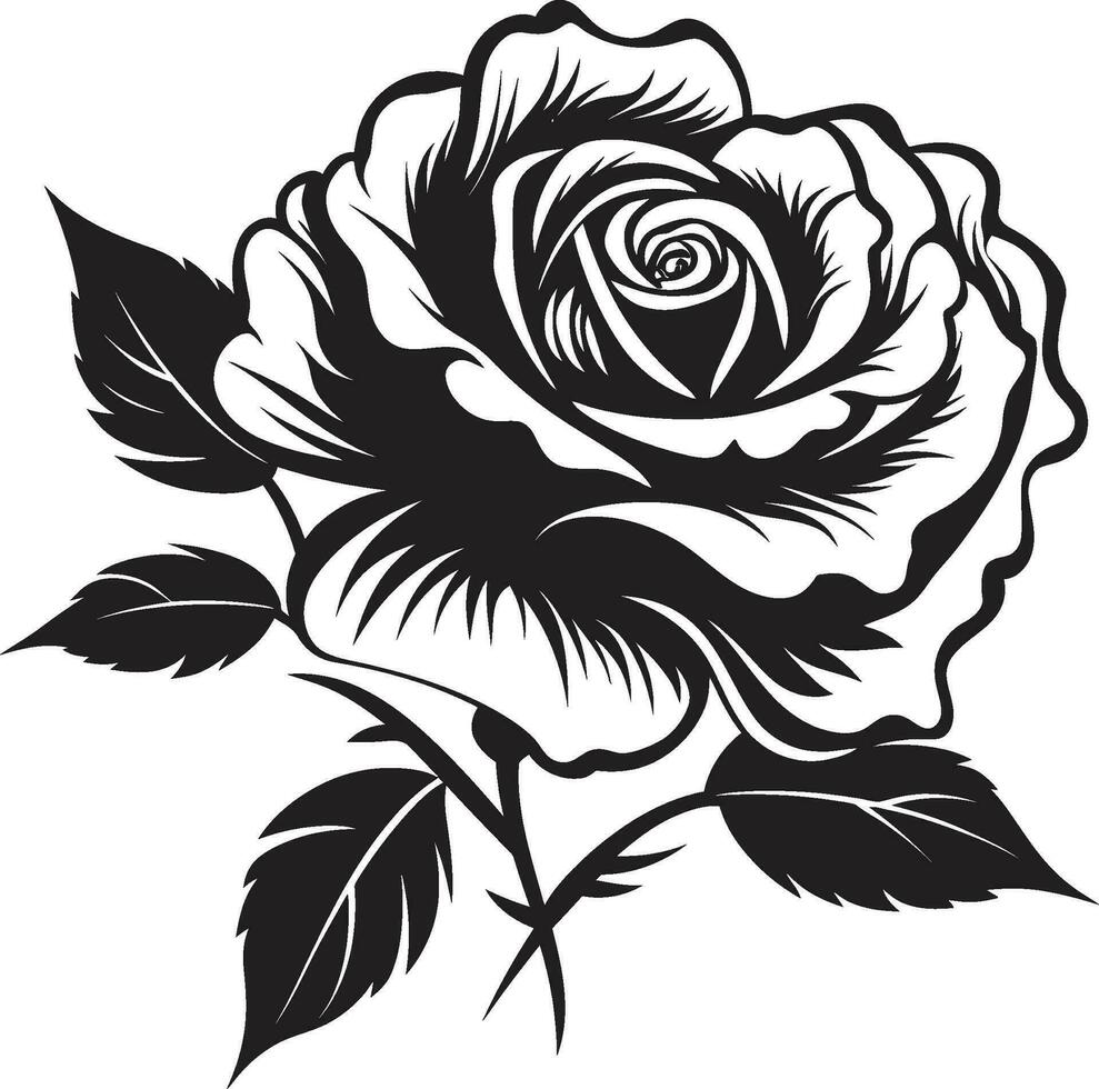 Symbol von Blumen- Majestät emblematisch Kunst edel Wächter von Blühen Schönheit einfarbig Rose Emblem vektor