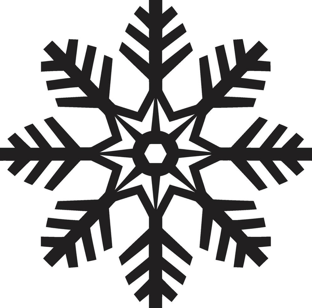 simpel Eleganz schwarz Vektor Schneeflocke Symbol von Eis Majestät emblematisch Kunst