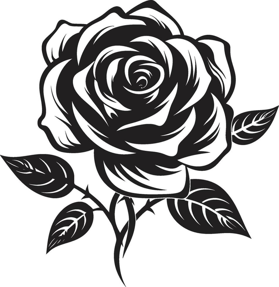 Natur im einfarbig Exzellenz emblematisch Blumen- Kunst Eleganz im Blumen- Schönheit einfarbig Rose Logo vektor