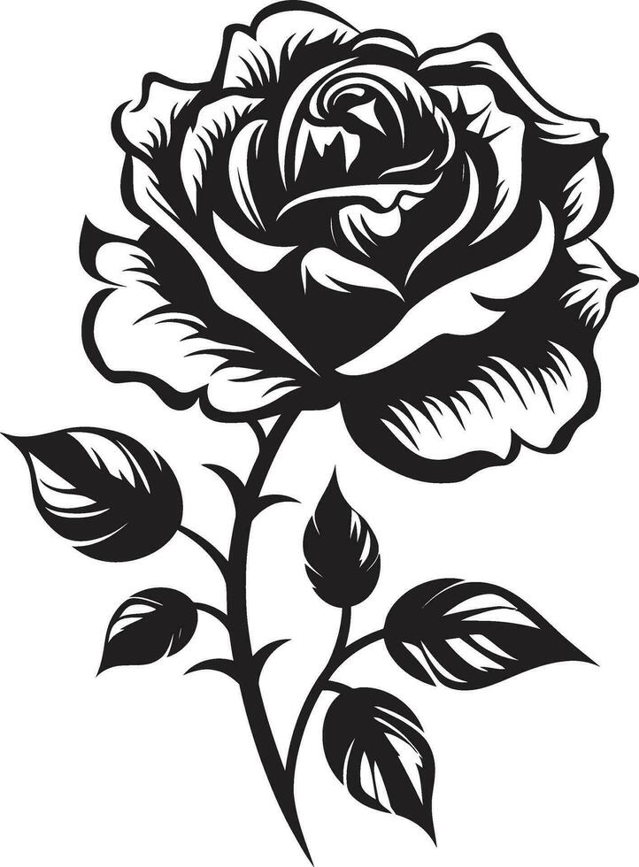 blühen Rose Exzellenz monochromatisch Emblem zeitlos Symbol von Naturen Ruhm stilvoll Blumen- Rose Symbol vektor