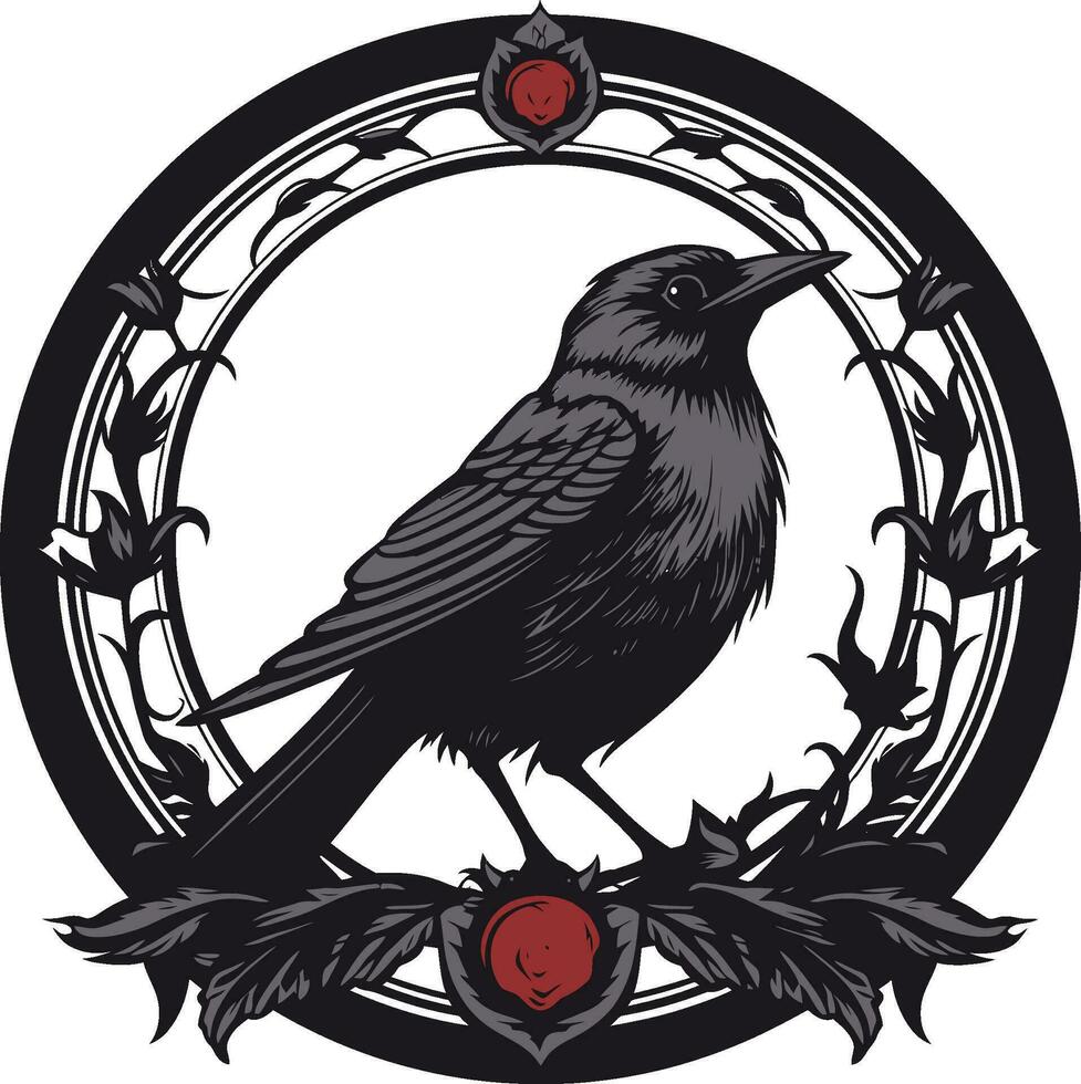 edel Vogel Wächter emblematisch Symbol elegant Melodie im schwarz Logo Emblem vektor