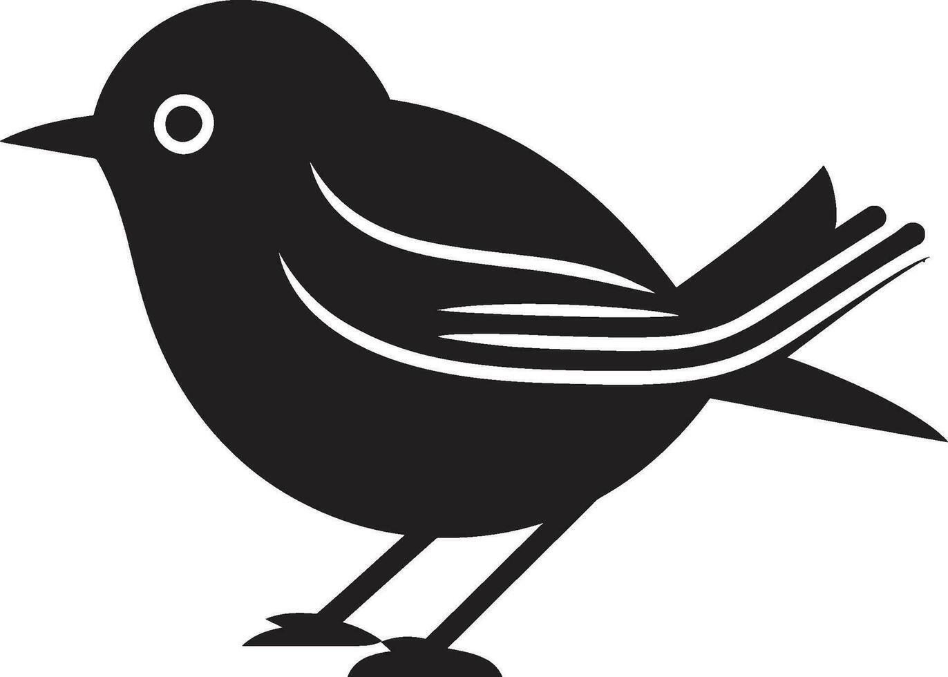 elegant robin profil modern emblem design naiv melodi i svart svartvit logotyp vektor