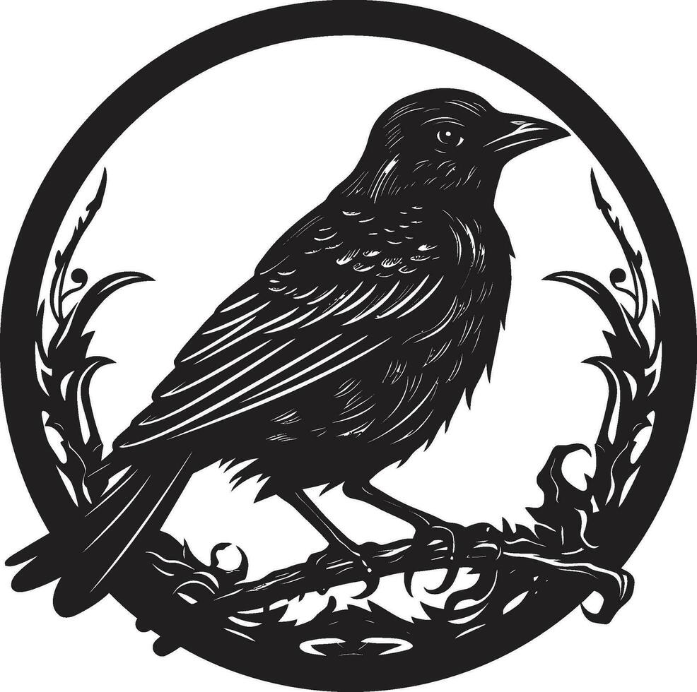 Robins serenad förträfflighet enfärgad konst befjädrad majestät i enkelhet svart logotyp vektor