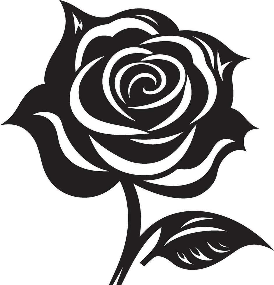 ikonisch Schönheit im blühen monochromatisch Emblem Naturen Gelassenheit im schwarz Rose Logo vektor