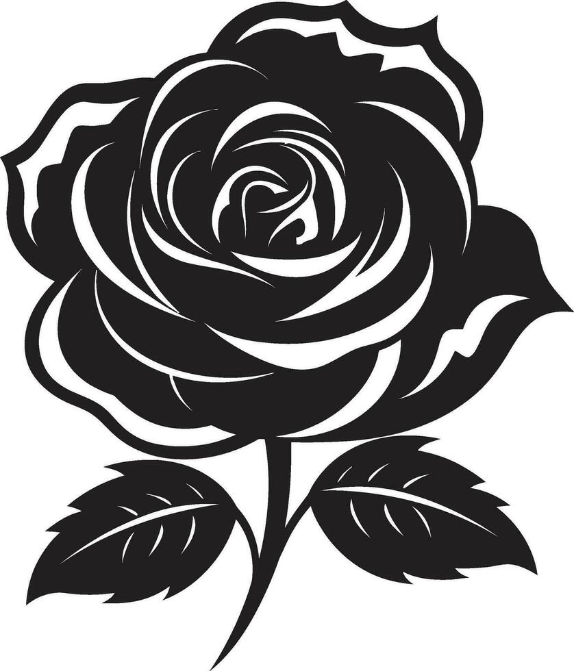 ikonisch blühen Schönheit monochromatisch Design zeitlos Rose Exzellenz schwarz Logo Kunst vektor
